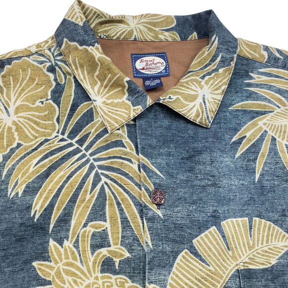 Vintage Tommy Bahama Linen Hawaiian Shirt Mens Large Floral TropicalShort Sleeve - Picture 4 of 8